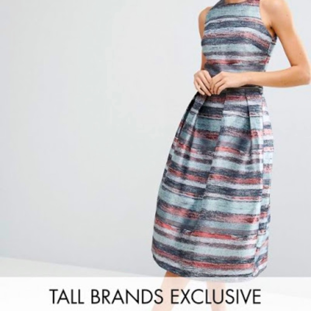 Little Mistress Striped Midi Dress - Multicolor